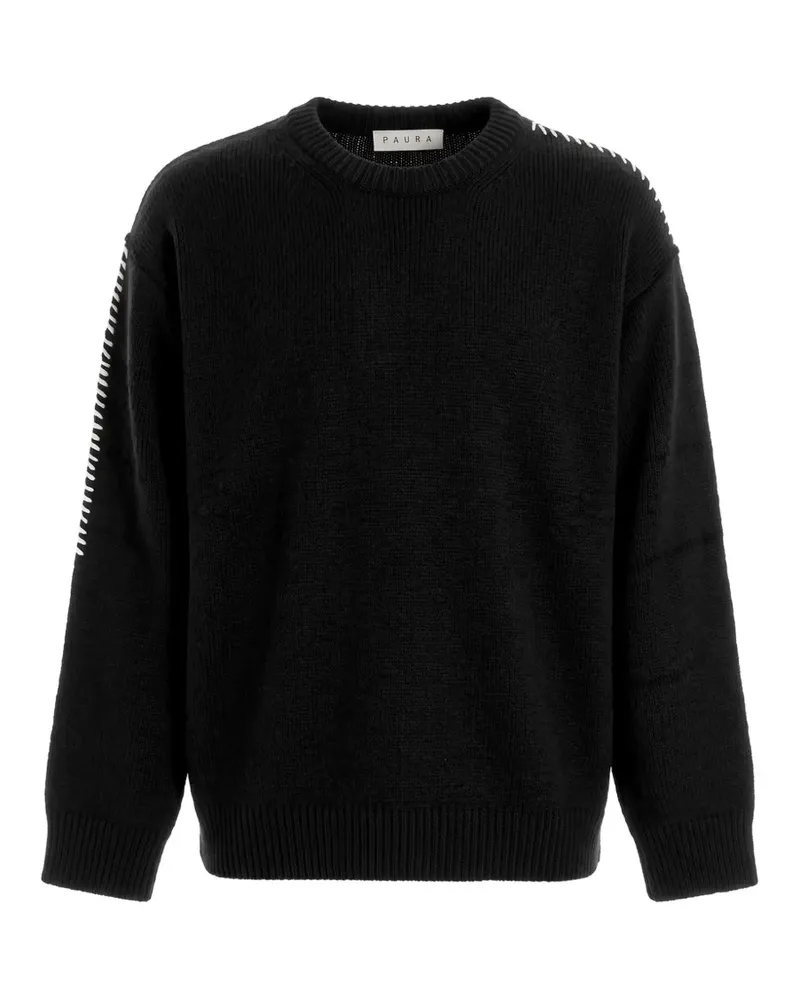 PAURA Hotaka Pullover mit Kontrastnähten - Schwarz Schwarz