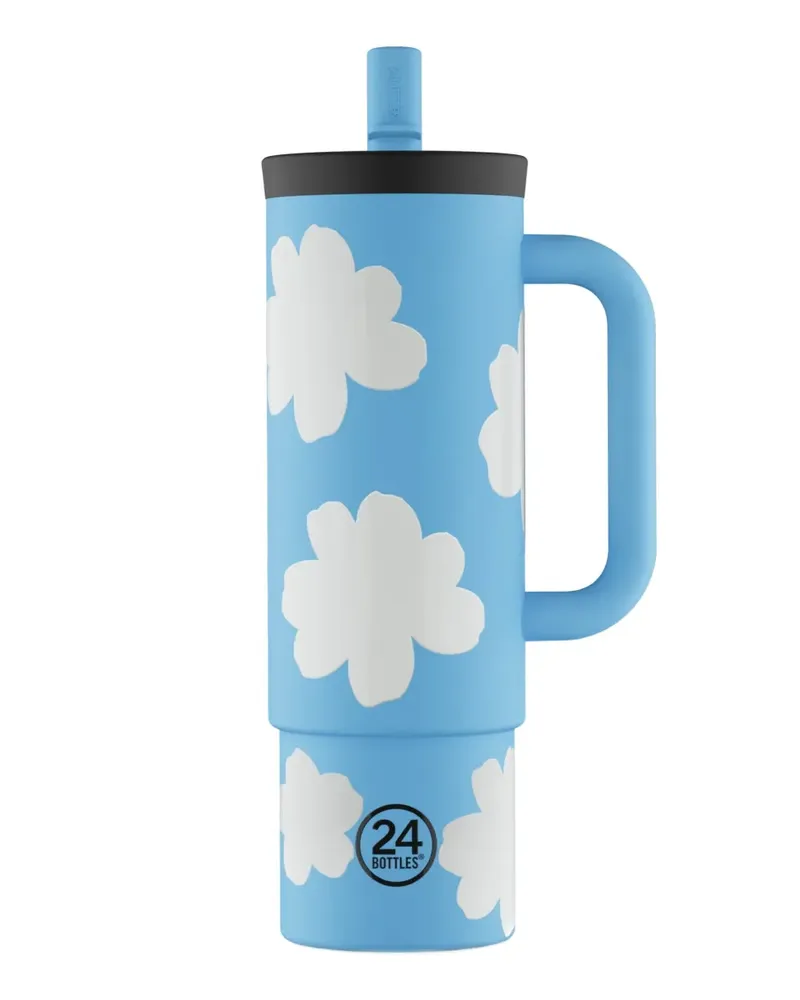 24BOTTLES Trinkflasche aus Stroh 800ml - Blau Blau