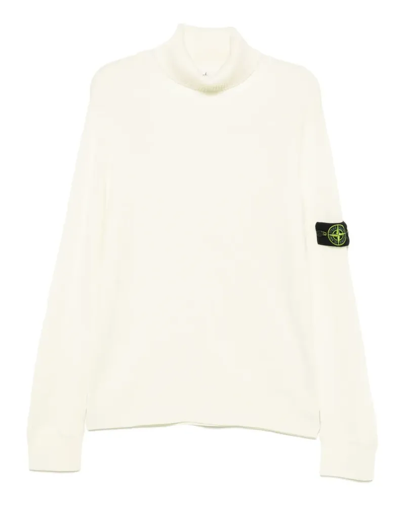 Stone Island Gerippter Rollkragenpullover - Weiß Weiß