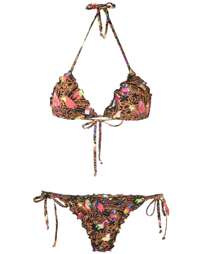 Amir Slama Papagaios' Bikini mit Print - Schwarz Schwarz