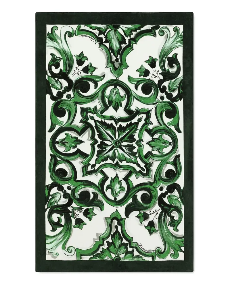 Dolce & Gabbana Casa Maiolica-patterned beach towel - Grün Grün