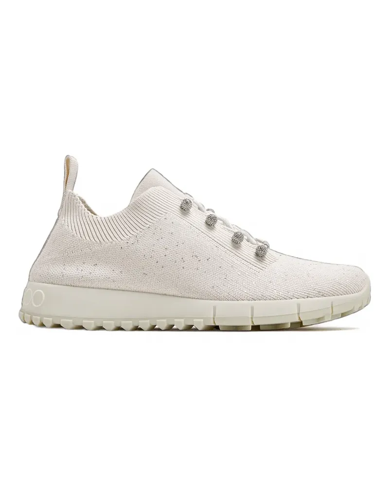 Jimmy Choo crystal-embellished knitted sneakers - Nude Nude