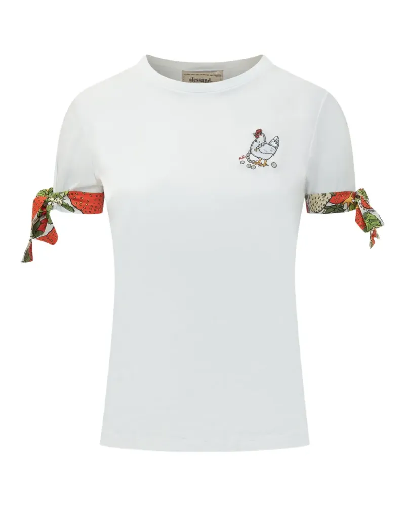 Alessandro Enriquez embroidered bow-detail T-shirt - Weiß Weiß