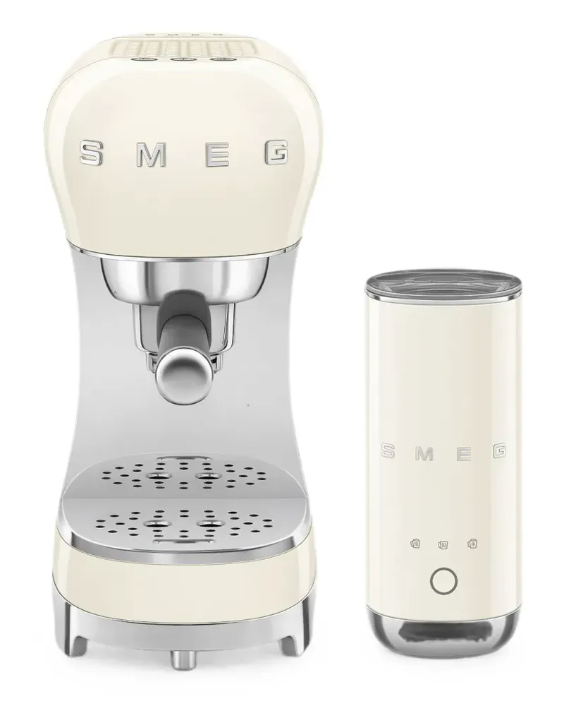 Smeg Anni 50 espresso machine and milk frother (33cm x 14.9cm x 32.9cm) - Nude Nude