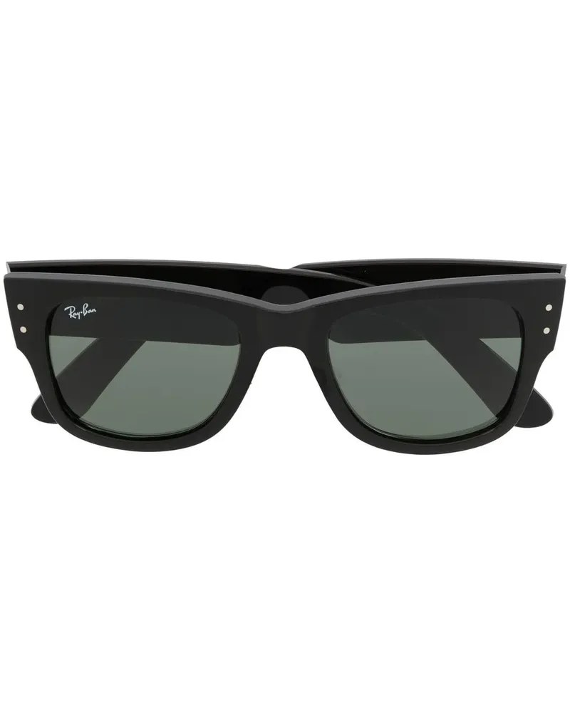 Ray Ban Sonnenbrille mit Logo-Schild - Schwarz Schwarz