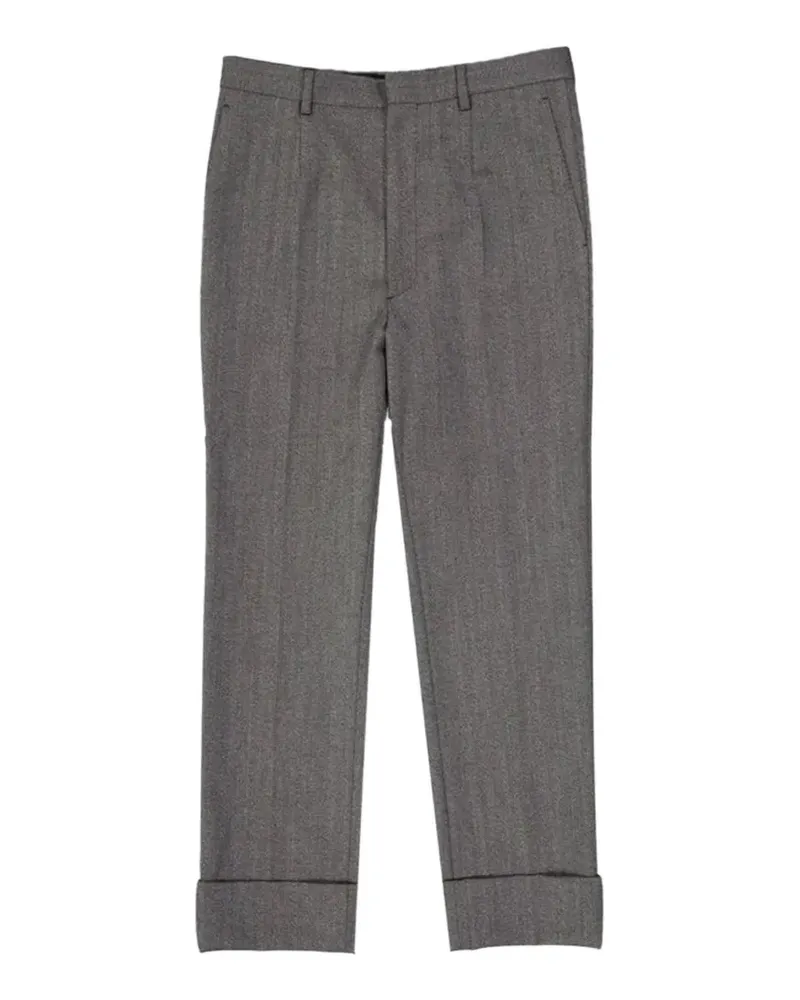 Prada herringbone-pattern wool trousers - Grau Grau