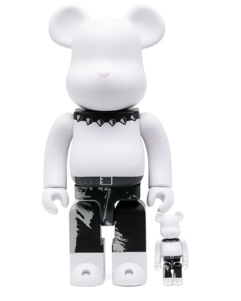 Medicom Toy x Andy Warhol x The Rolling Stones "Sticky Fingers" BE@RBRICK 100% und 400% Figuren-Set Weiß