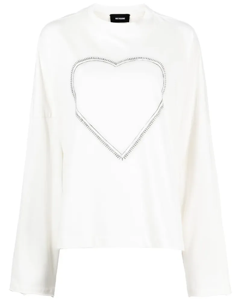 WE 11 DONE Pullover mit Herz-Print - Weiß Weiß
