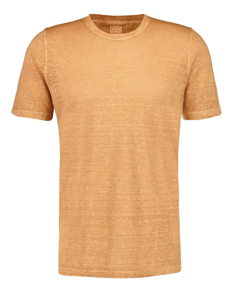 120% Lino Texturiertes T-Shirt - Orange Orange