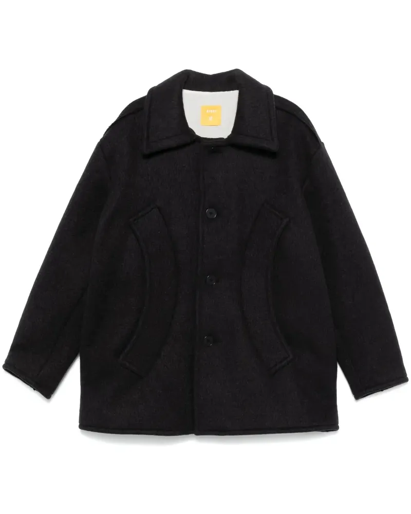 AIREI Gebürsteter Mantel - Schwarz Schwarz