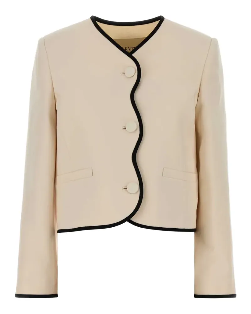 Valentino Garavani scalloped-edge contrast-trim jacket - Nude Nude