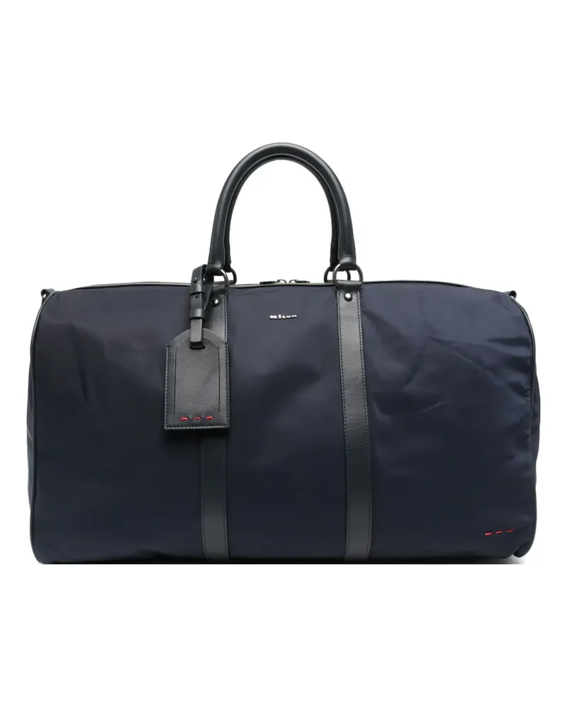 Kiton leather-trim luggage-tag holdall - Blau Blau