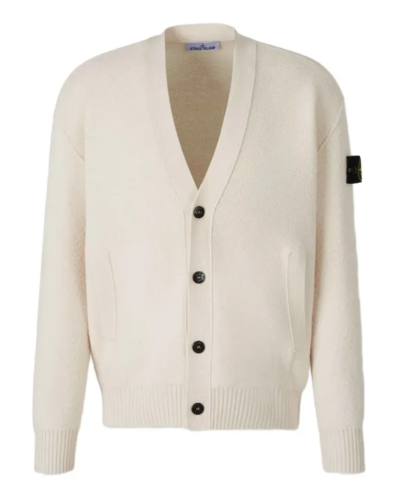 Stone Island logo-patch button-up cardigan - Nude Nude