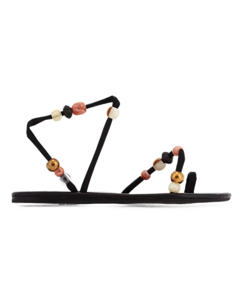 Ancient Greek Sandals Eleftheria Sandalen mit Perlen - Schwarz Schwarz