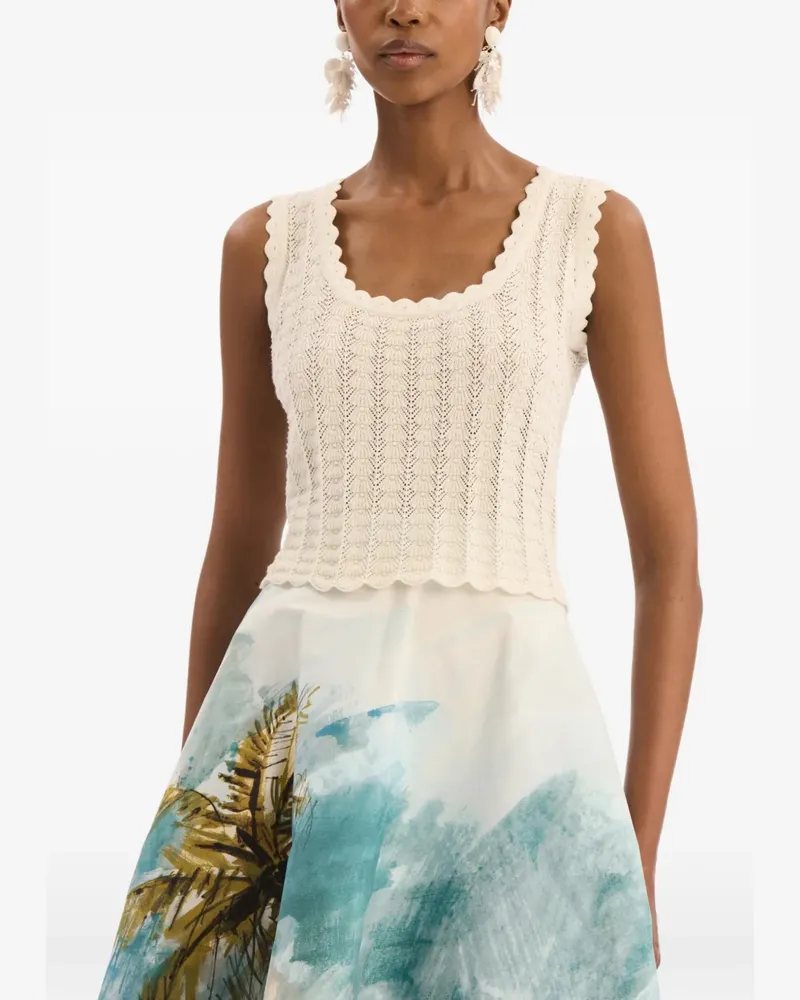 Oscar de la Renta Pointelle Tanktop - Nude Nude