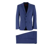 Einreihiger Anzug mit Slub-Struktur - Blau