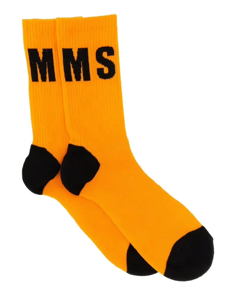 MSGM embroidered-logo socks - Orange Orange