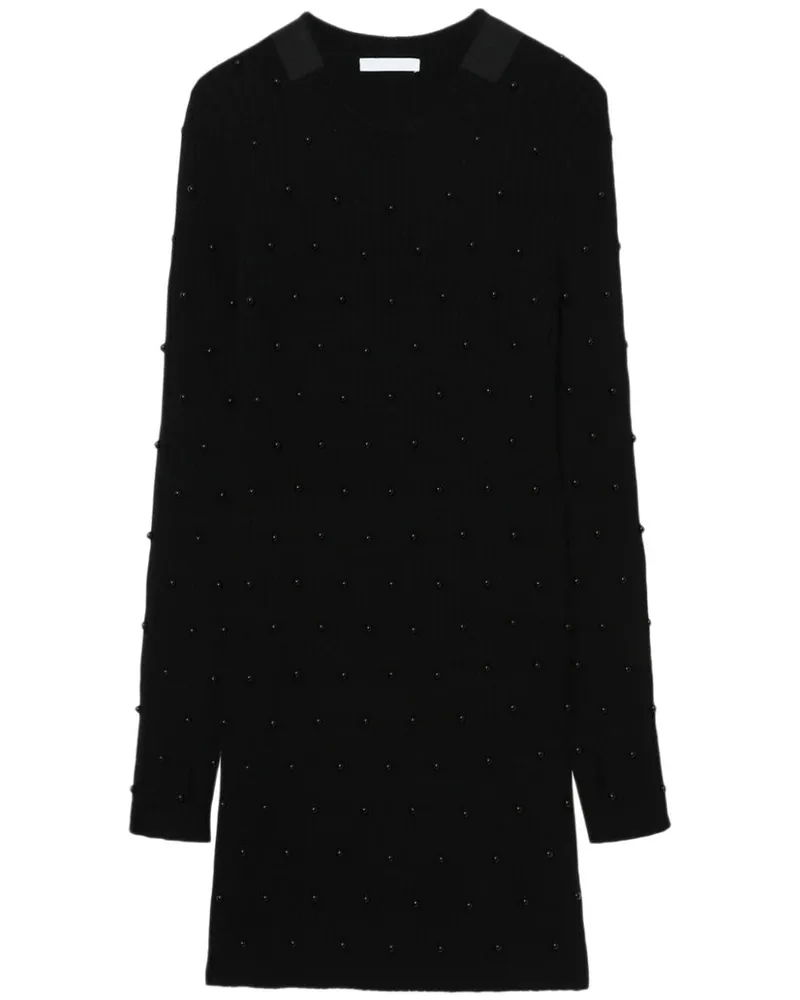 Helmut Lang Kleid aus Rippstrick mit Perlenverzierung - Schwarz Schwarz