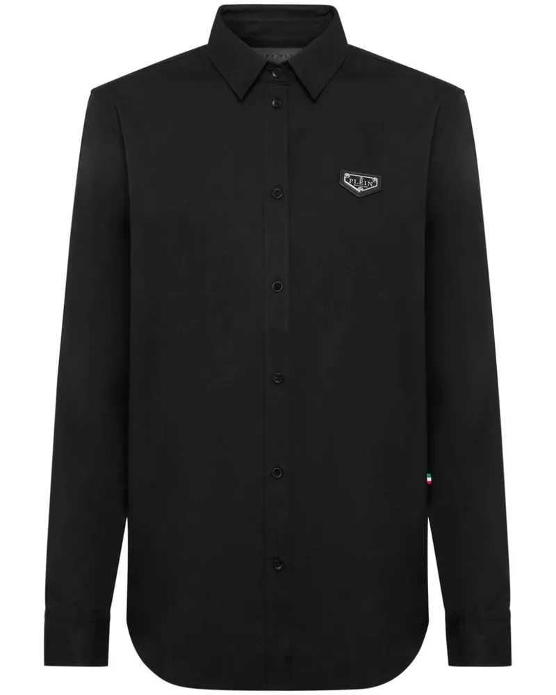 Philipp Plein LS Iconic Plein Popeline-Hemd - Schwarz Schwarz