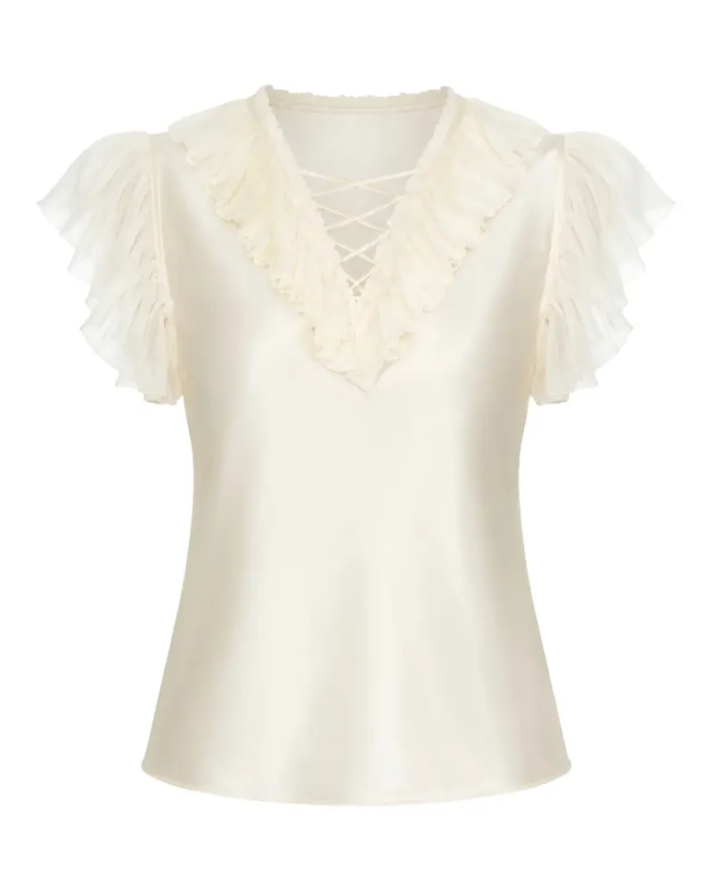 Ulla Johnson Gerüschte Ilyana Seidenbluse - Nude Nude