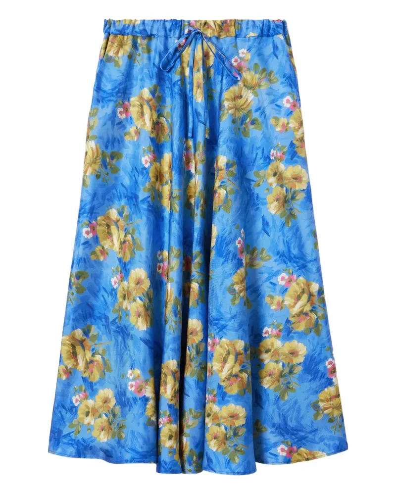 La DoubleJ Rock mit Blumen-Print - Blau Blau