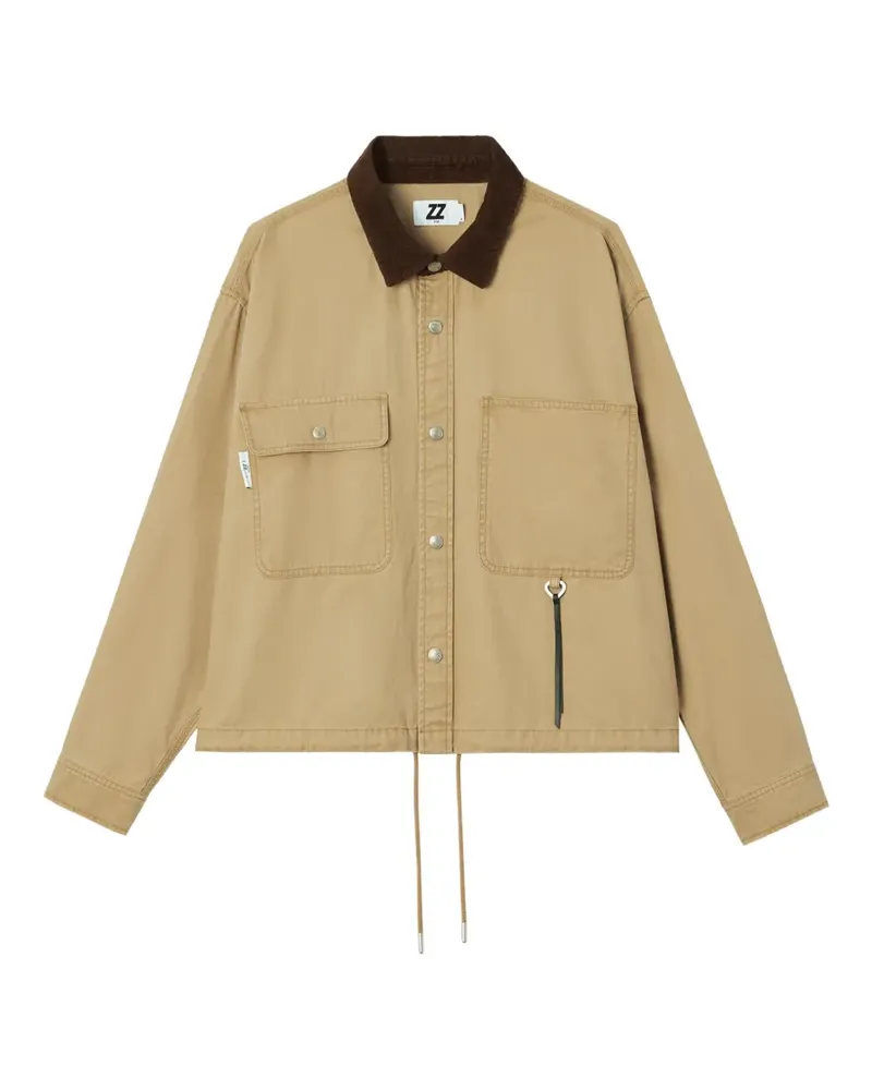 Izzue corduroy-collar overshirt - Nude Nude