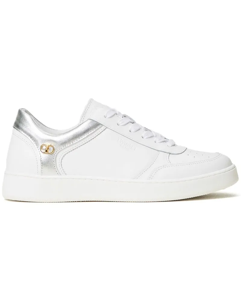 Twin-Set Sneakers mit Logo-Schild - Weiß Weiß