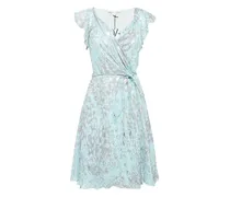 Wickelkleid mit Metallic-Print - Blau