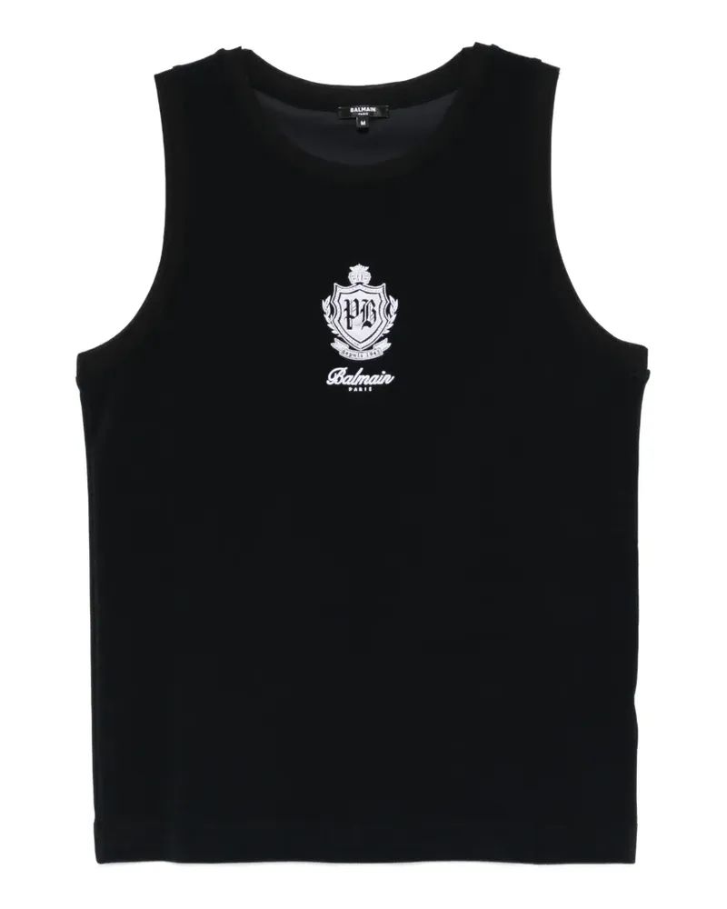 Balmain logo-embroidered tank top - Schwarz Schwarz