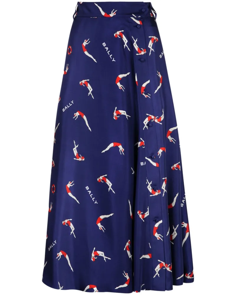 Bally Rock in A-Linie mit Print - Blau Blau