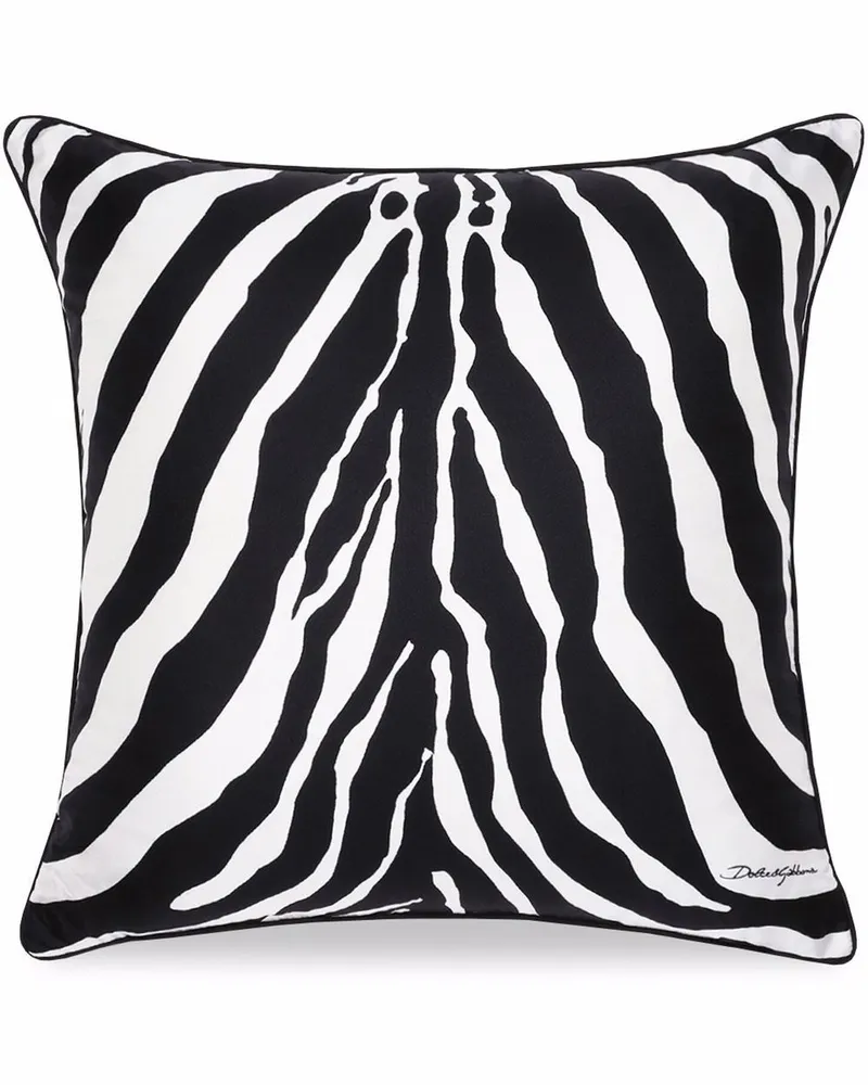 Dolce & Gabbana Seidenkissen mit Zebra-Print - Weiß Weiß