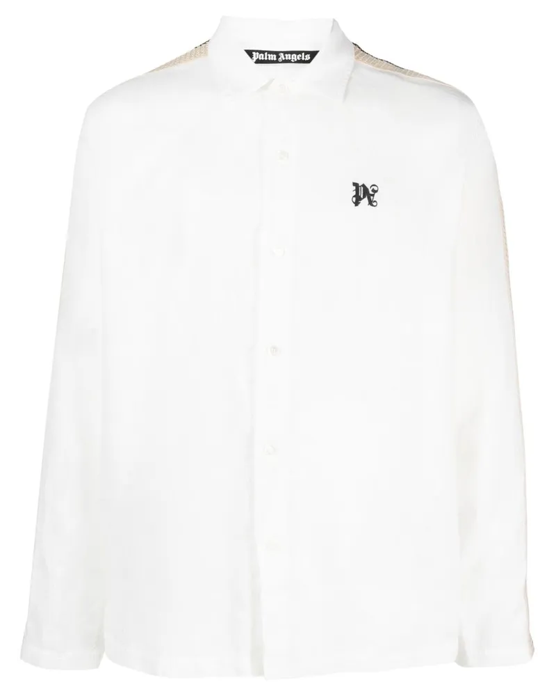 Palm Angels Leinenhemd mit Monogramm-Print - Weiß Weiß