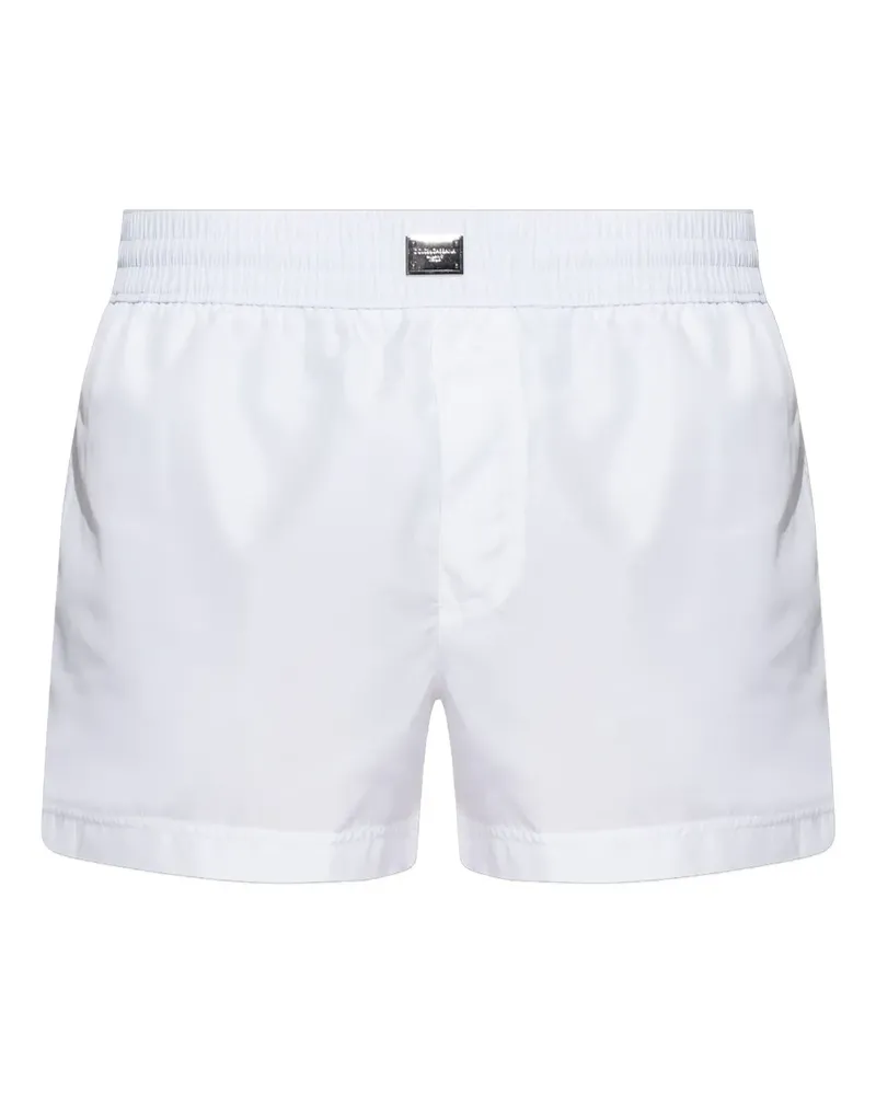 Dolce & Gabbana Badeshorts mit Logo-Schild - Weiß Weiß