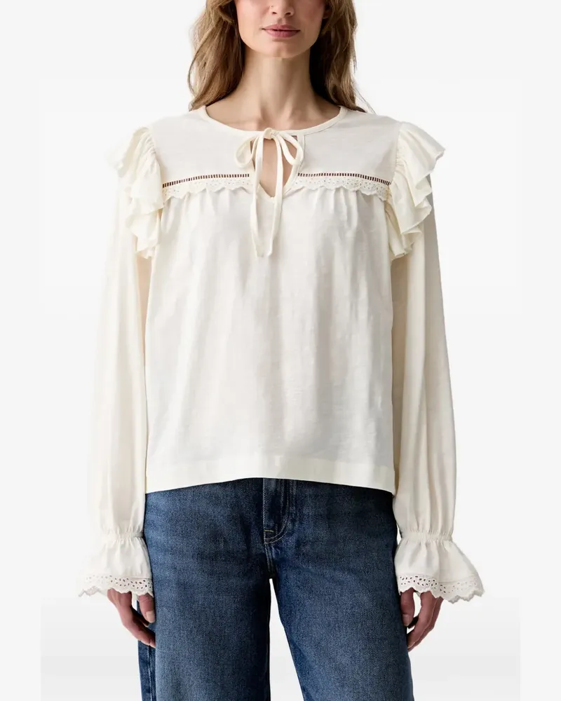 Barbour Carleen ruffled cotton blouse - Nude Nude