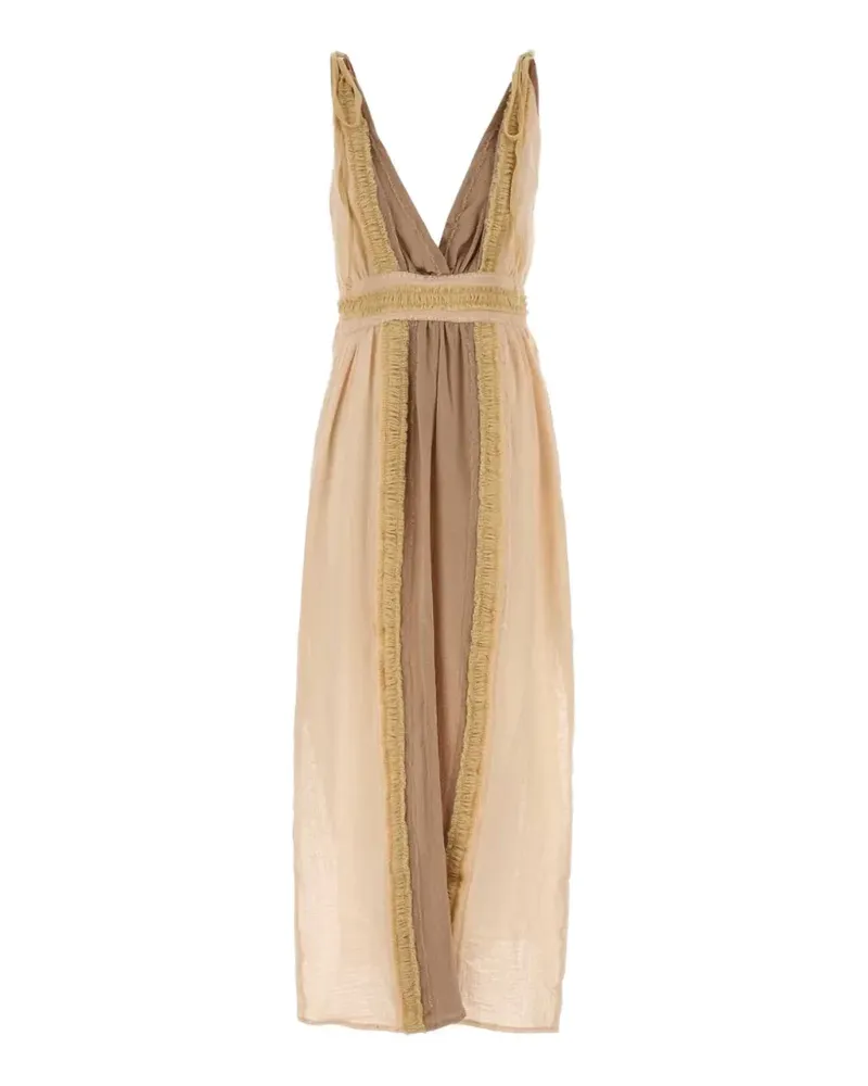 Caravana Ephra Maxikleid mit ausgefranstem Besatz - Nude Nude