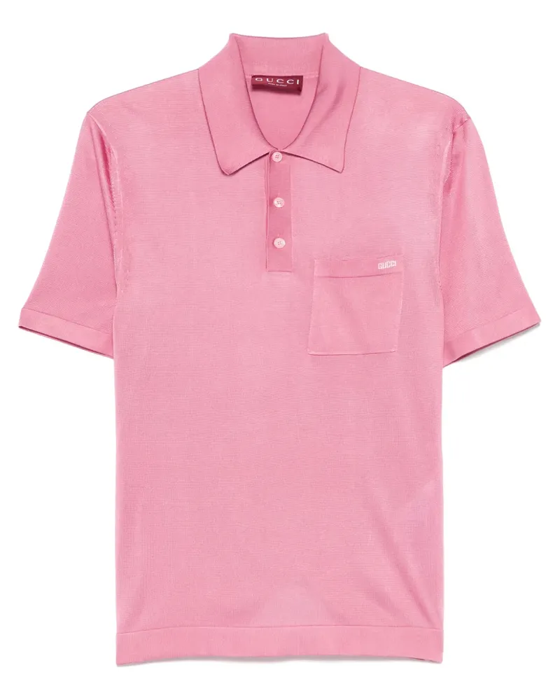 Gucci Fein gestricktes Seiden-Poloshirt - Rosa Rosa