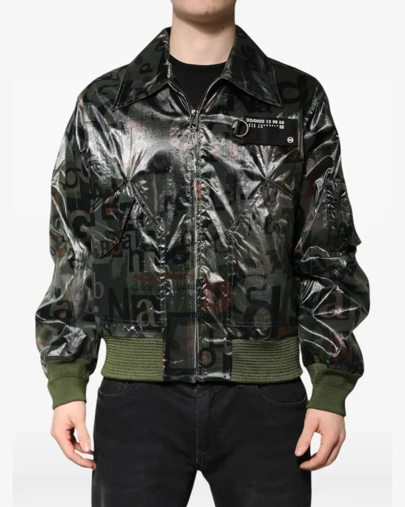 Dolce & Gabbana logo-print bomber jacket - Grün Grün