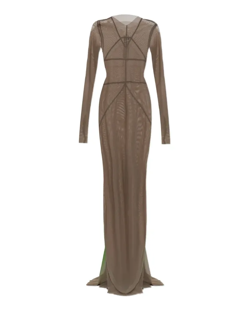 Rick Owens sheer-finish trasnparent long-sleeve maxi dress - Braun Braun