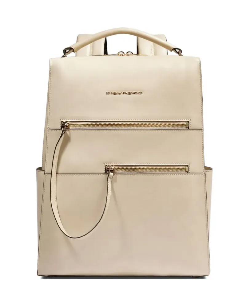 Piquadro Patricia zip leather backpack - Nude Nude