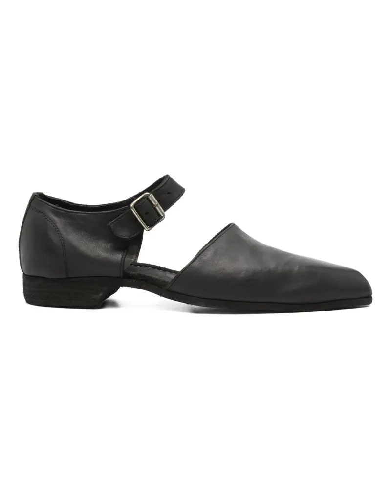 GUIDI buckle-strap cut-out ballet flat - Schwarz Schwarz