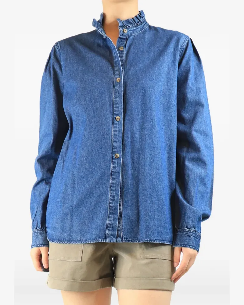 MONDO MONDO Puffärmel-Hemd mit Rüschenkragen - Blau Blau