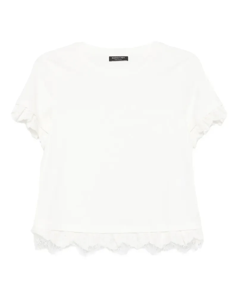 Margittes lace-trim T-shirt - Weiß Weiß