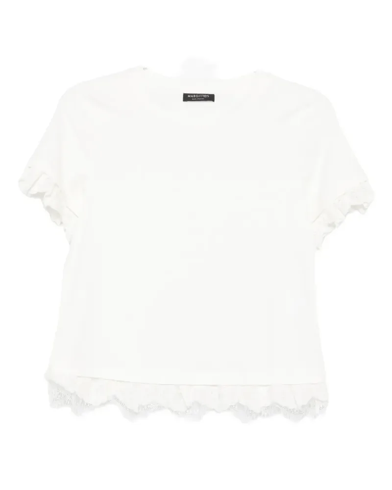 Margittes lace-trim T-shirt - Weiß Weiß