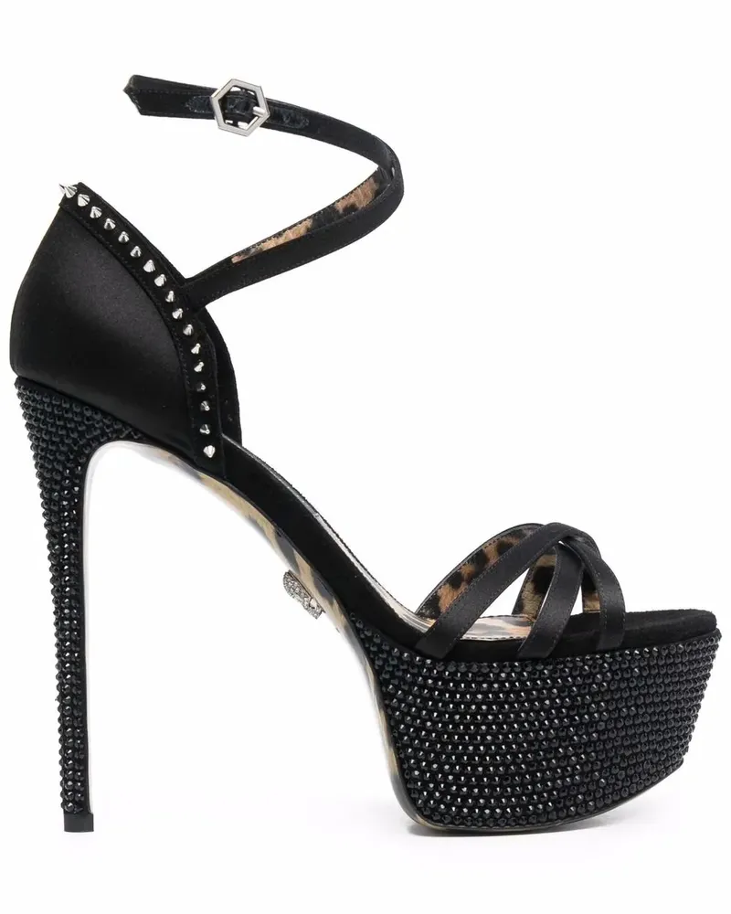 Philipp Plein Plateau-Sandalen mit Kristallen - Schwarz Schwarz