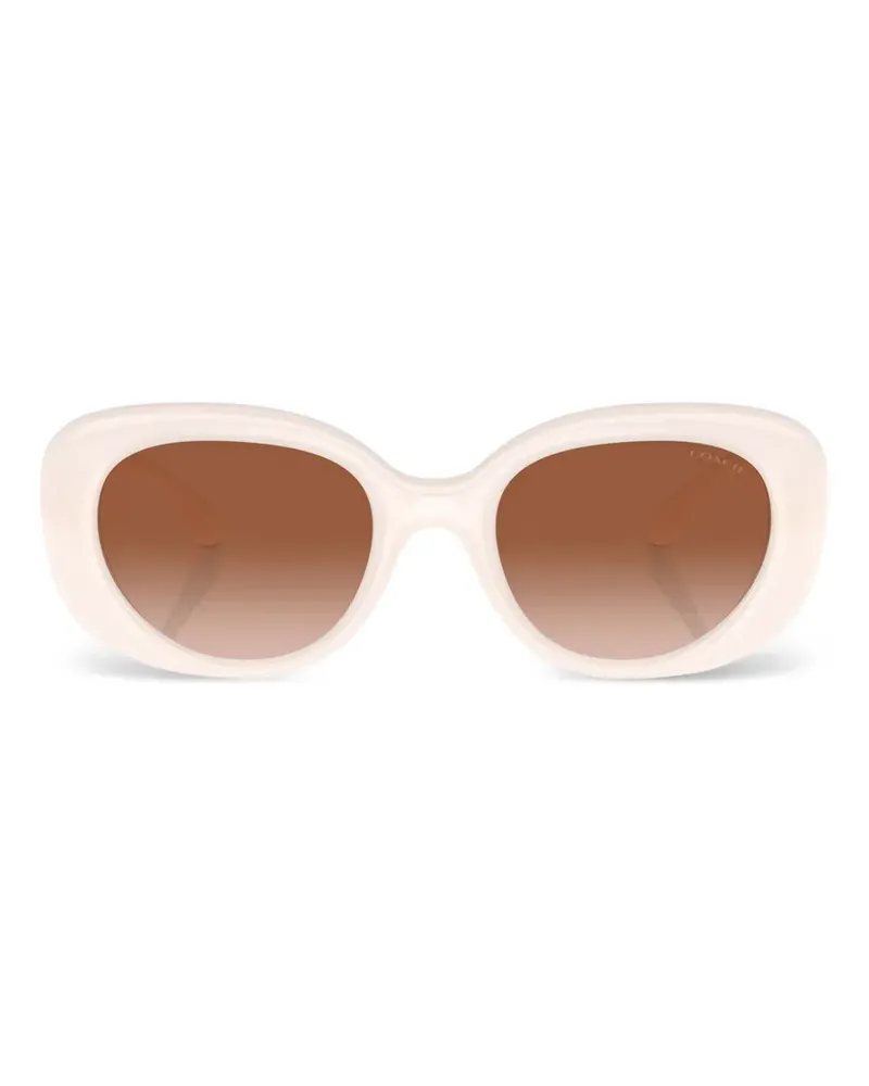 Coach logo-plaque oval-frame sunglasses - Weiß Weiß