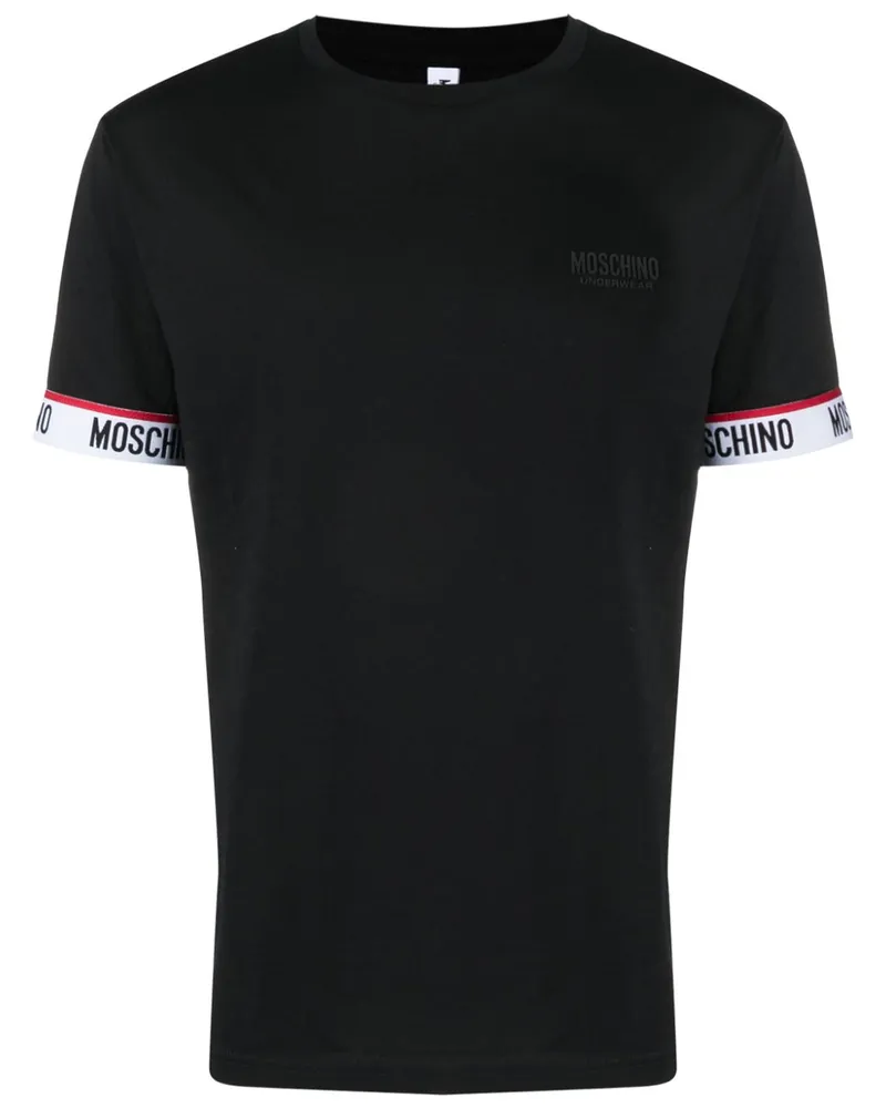 Moschino T-Shirt mit Logo-Streifen - Schwarz Schwarz