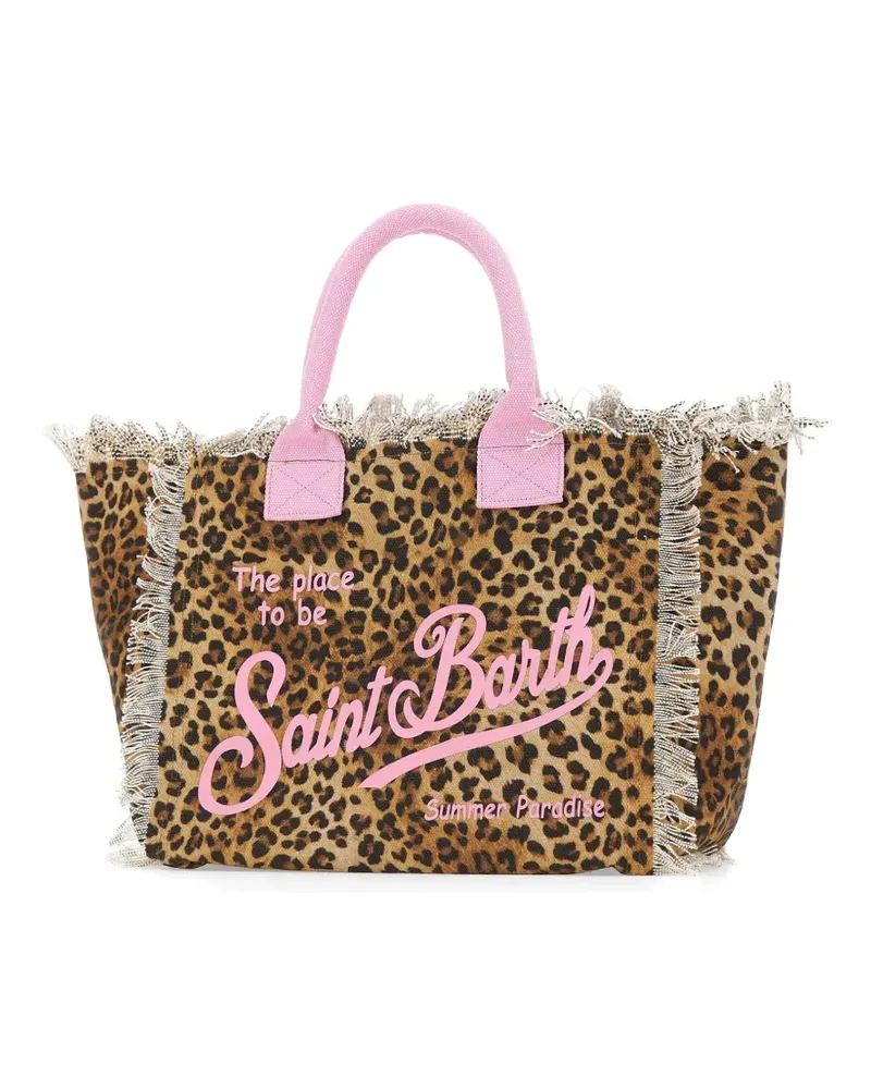 MC2 Saint Barth leopard-print fringed tote bag - Nude Nude