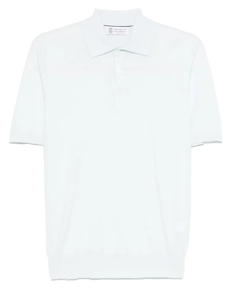 Brunello Cucinelli Fein gestricktes Poloshirt - Blau Blau
