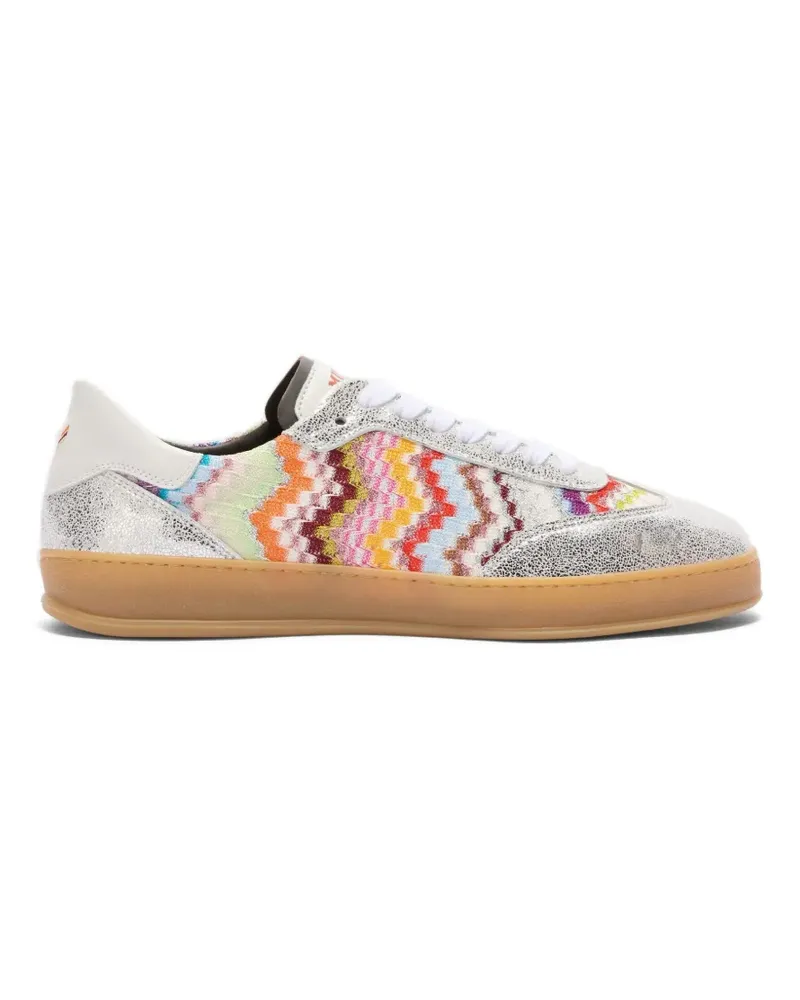 Missoni zigzag-knit metallic-effect sneakers - Silber Silber