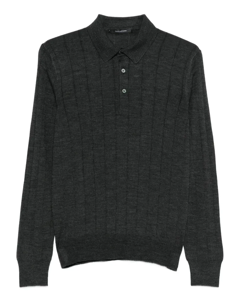 Tagliatore Geripptes Poloshirt mit Knöpfen - Grau Grau